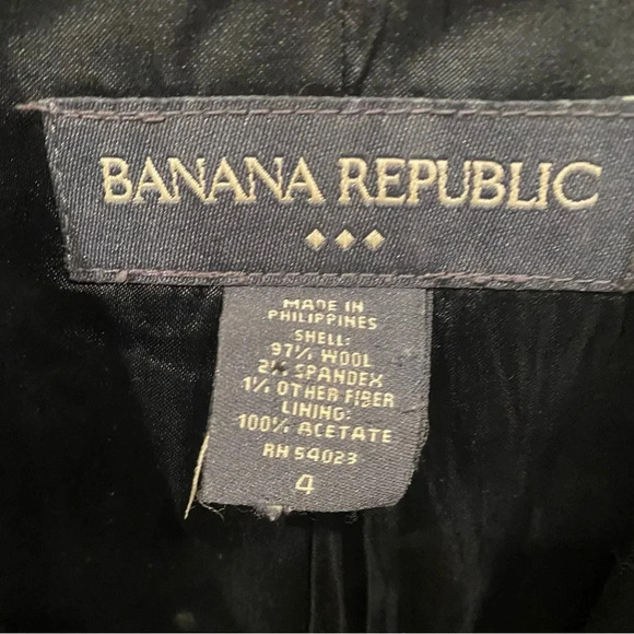 Banana Republic Women’s Wool Blend Black/Gray Pinstripe Peplum Blazer EUC Size 4 - Picture 3 of 8